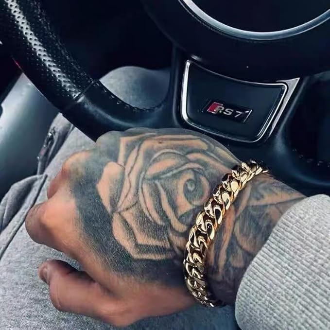 Cuban Link Chain Bracelet 24k Gold Plated