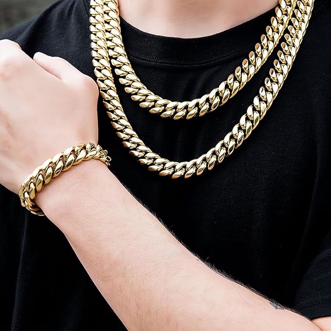 Cuban Link Chain Bracelet 24k Gold Plated