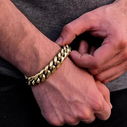 Cuban Link Chain Bracelet 24k Gold Plated